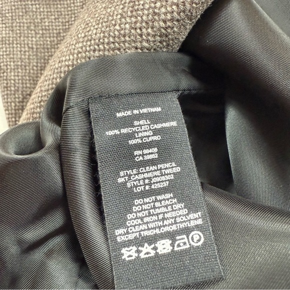 Theory Clean Pensil Skirt Size 12 Cashmere Tweed Elegant Brown Skirt - Picture 9 of 9